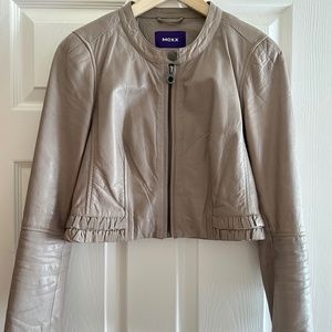 Women's Mexx Cropped Lambskin Leather Jacket size UK8/ France/Italy 36/38